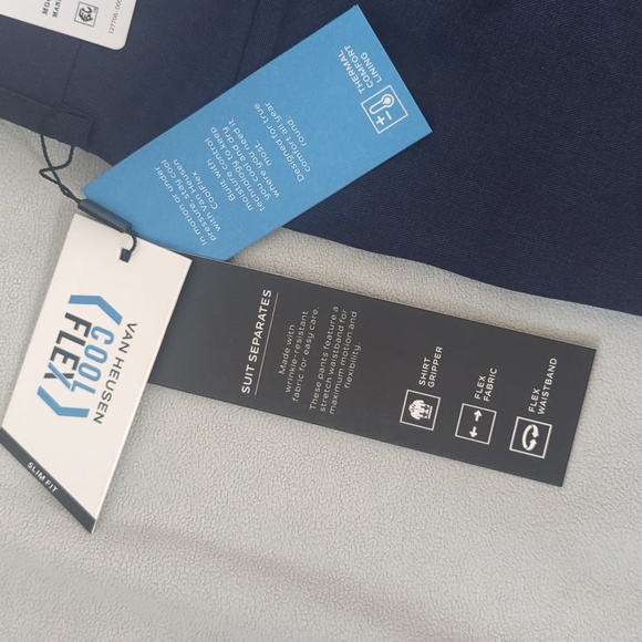 32x30 Van Huesen Mens 32"x 30"  Navy Blue Dress Pants: 32Wx30L NWT - Picture 5 of 7